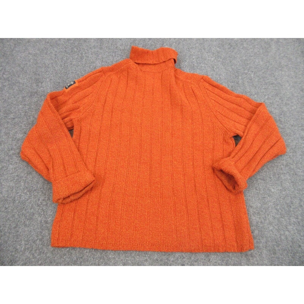Abercrombie & Fitch Sweater Womens Extra Large Orange Turtle Neck Knit Lambswool - Picture 7 of 10
